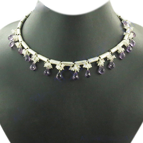 925 Silver Amethyst Drop Necklace for Women | Gift Jewelry