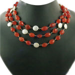 Load image into Gallery viewer, Red Carnelian Bead Necklace | 3-Strand Gemstone Jewelry for Women
