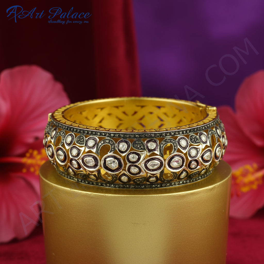 Gold bangle bracelet with diamonds | luxury jewelry for women