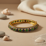 Load image into Gallery viewer, gold plating Bangle Bracelet with Emeralds and Sapphires | Luxury Jewelry
