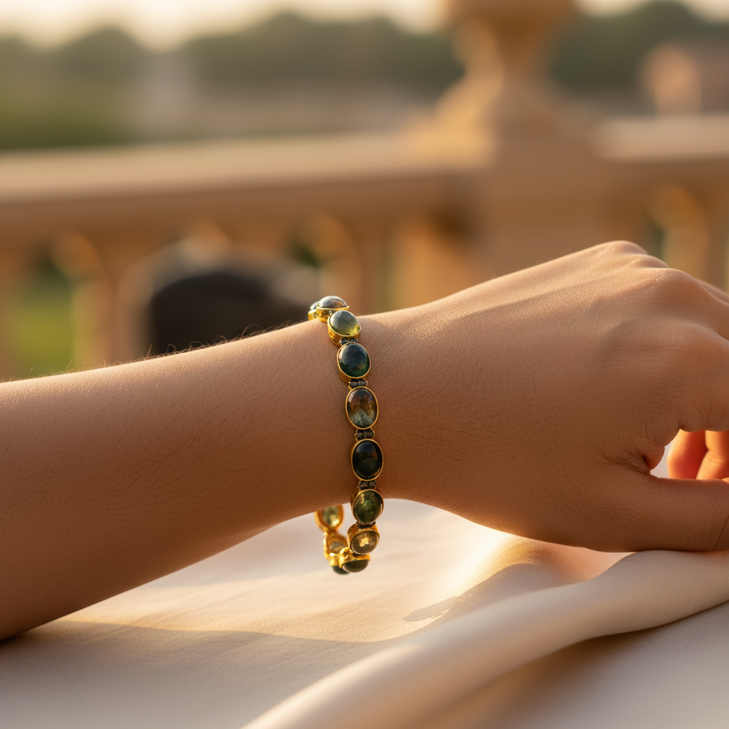 gold plating Green Tourmaline Bracelet | Women's Gemstone Jewelry