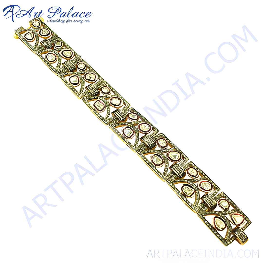 gold plating diamond bracelet with an intricate design, perfect for women's luxury jewelry collection.
