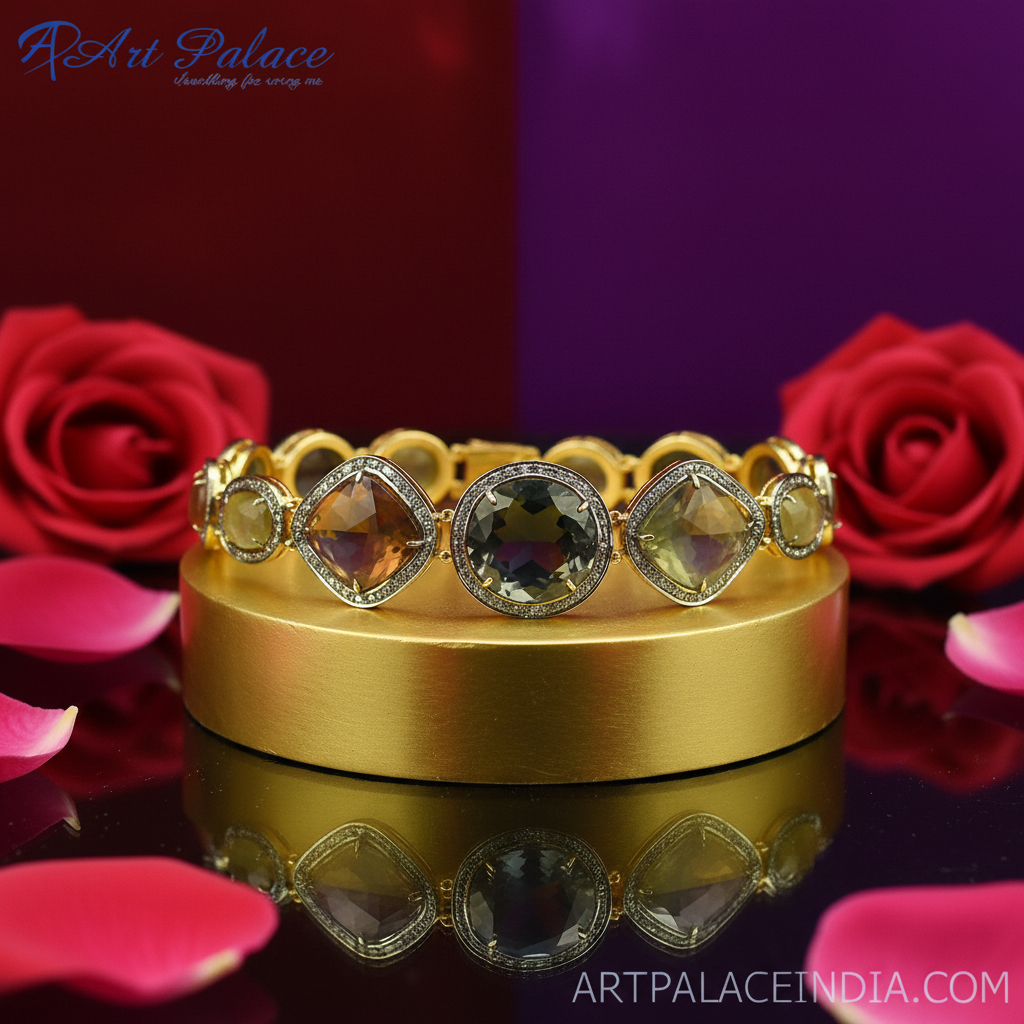 Gold & sapphire bracelet | natural gemstone jewelry for women