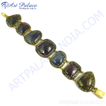 Load image into Gallery viewer, gold plating plated bracelet with multi-colored sapphire gemstones.
