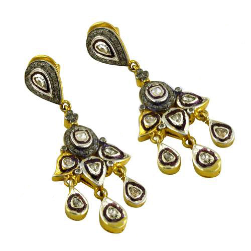 gold plating Teardrop Dangle Earrings | Diamond Accents | Gift for Her