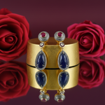 Load image into Gallery viewer, Sapphire &amp; Ruby Drop Earrings | gold plating-Plated Dangle Jewelry
