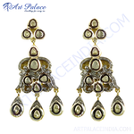 Load image into Gallery viewer, gold plating teardrop dangle earrings with intricate vintage detailing, perfect for gifting or special occasions.
