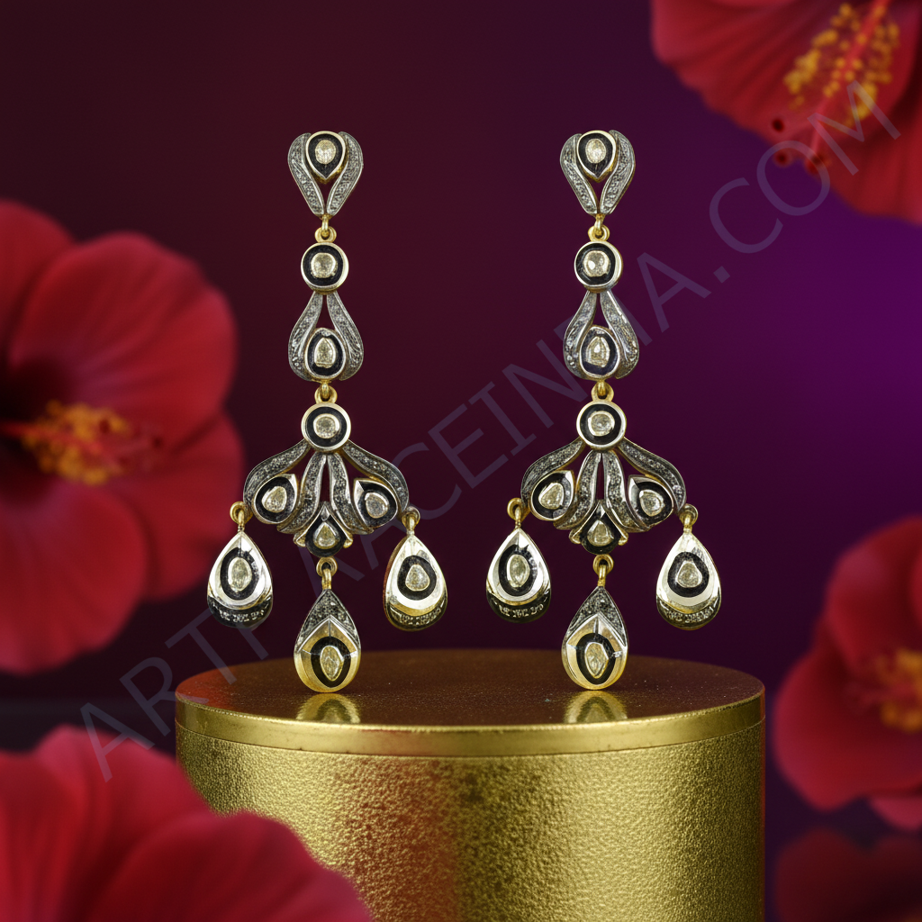 Art Deco Drop Earrings | Silver & Diamond for Women
