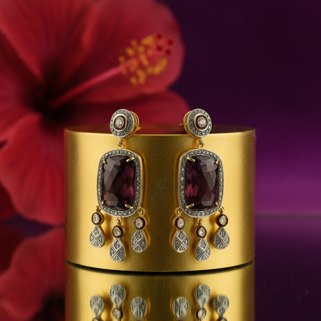 Ruby drop earrings | gold plating vermeil & diamond accent jewelry