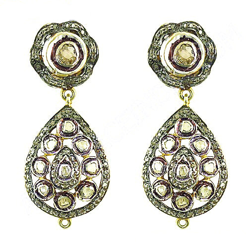 gold plating Teardrop Earrings with Diamonds | Luxury Jewelry