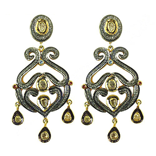 gold plating & Black Diamond Earrings for Women | Statement Jewelry