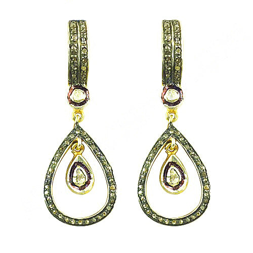 gold plating Pear Shape Diamond Earrings for Women | Dangle Jewelry