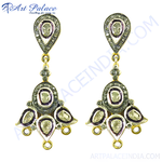 Load image into Gallery viewer, gold plating teardrop chandelier earrings with diamonds, featuring a unique and elegant design.
