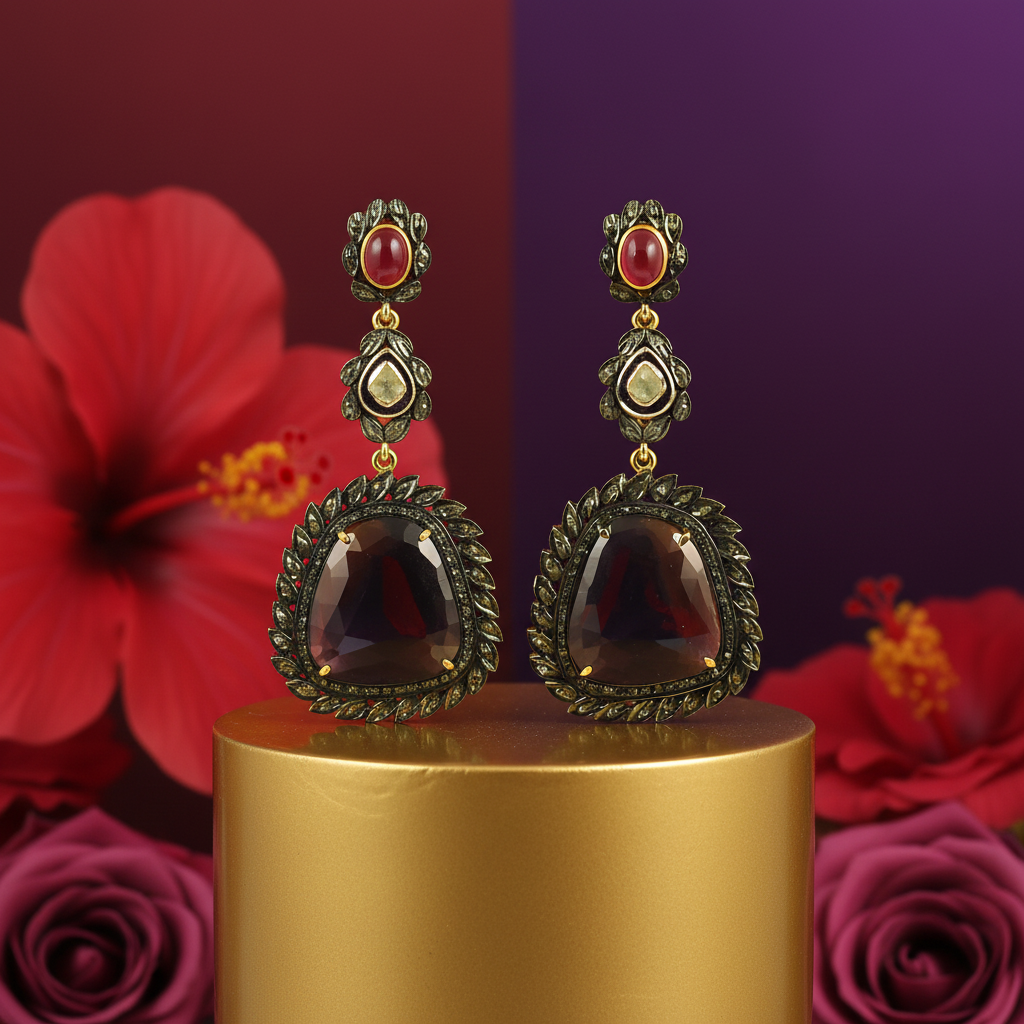 Sapphire & Ruby Drop Earrings for Women | Statement Jewelry