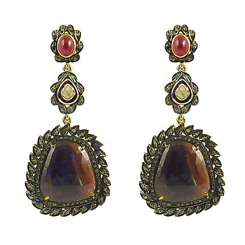 Sapphire & Ruby Drop Earrings for Women | Statement Jewelry