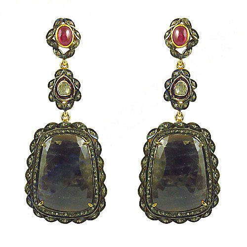 Sapphire & Ruby Drop Earrings for Women | Statement Jewelry