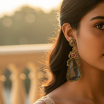 Load image into Gallery viewer, Sapphire &amp; Ruby Drop Earrings | gold plating-Plated Jewelry | For Women
