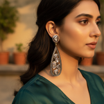 Load image into Gallery viewer, Silver Teardrop Earrings with Diamonds | Luxury Jewelry
