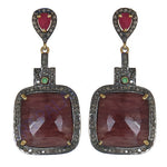 Load image into Gallery viewer, Ruby &amp; Diamond Dangle Earrings | 925 Silver | Women's Jewelry
