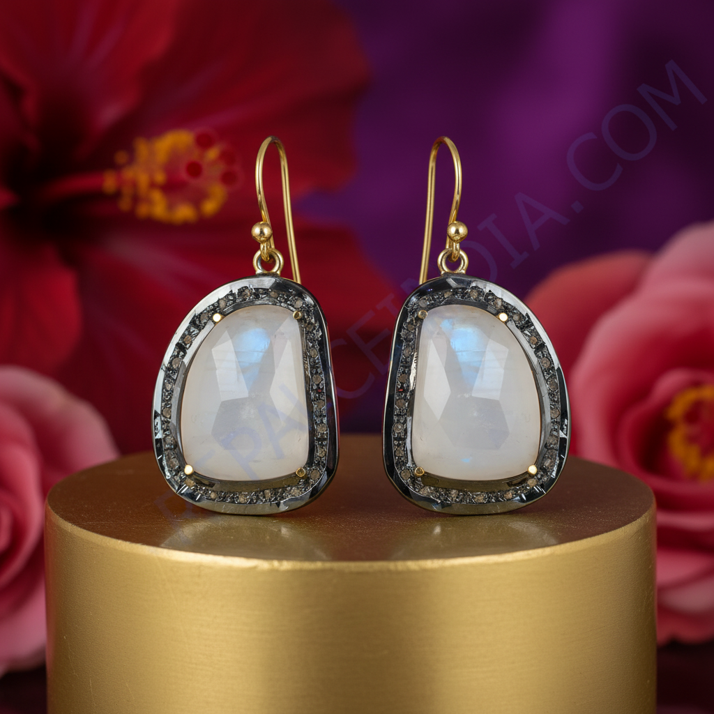 Moonstone drop earrings for women | dangle earrings | gift