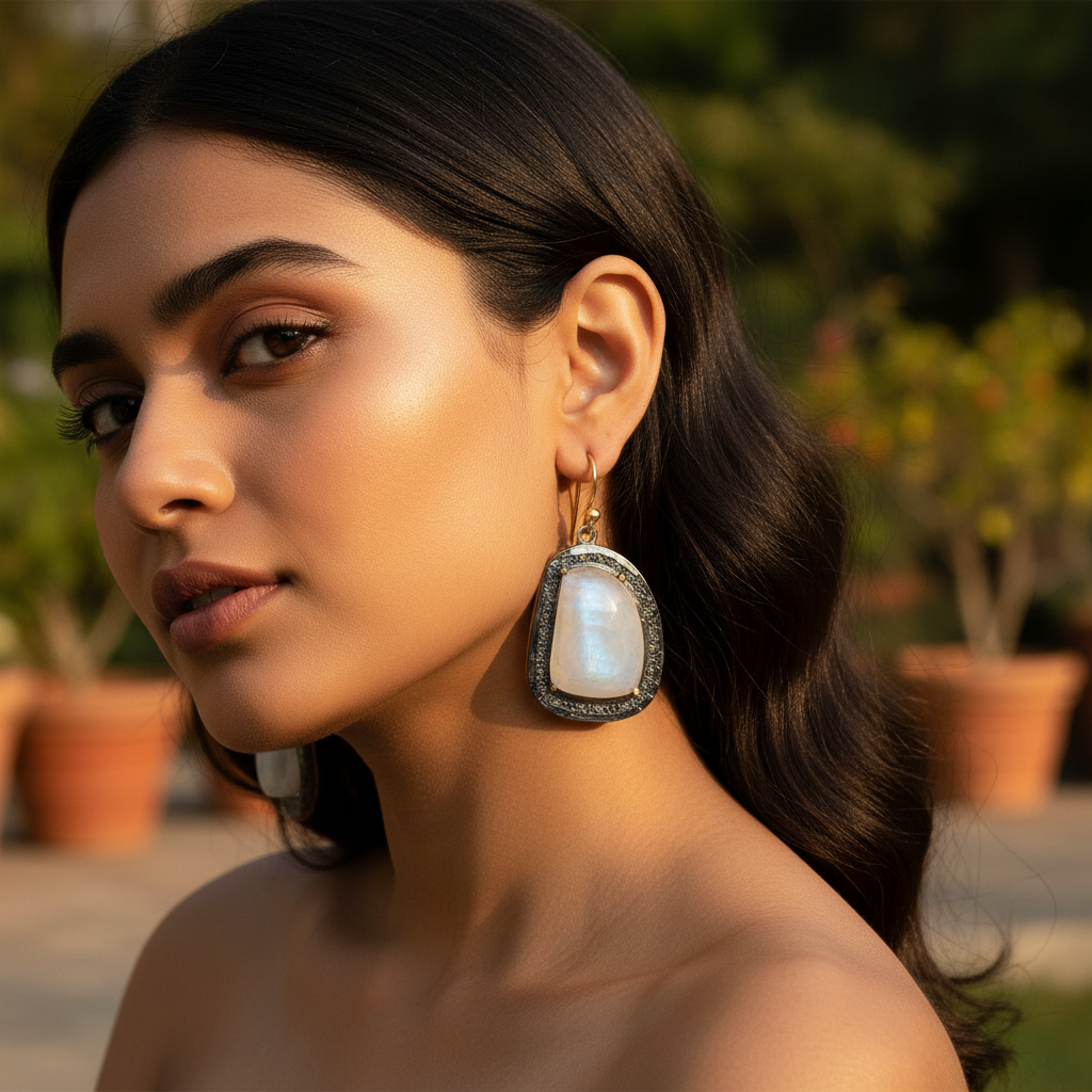Moonstone Drop Earrings for Women | Dangle Earrings | Gift
