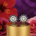 Load image into Gallery viewer, gold plating &amp; Diamond Flower Stud Earrings | Women's Jewelry Gift
