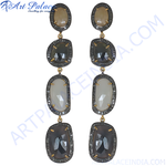 Load image into Gallery viewer, Elegant dangle earrings featuring oval and irregular natural stones, set in a silver metal
