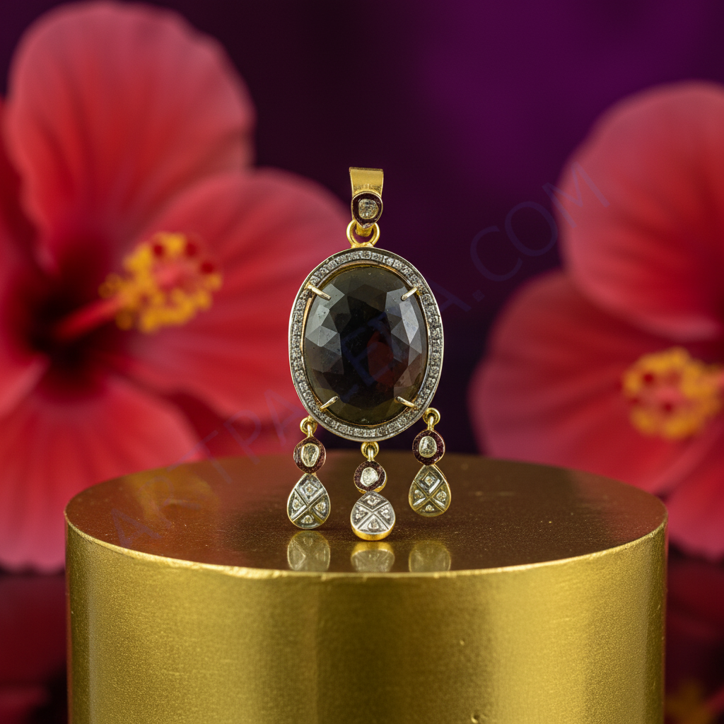 Gold plating sapphire diamond pendant necklace | women's fine jewelry