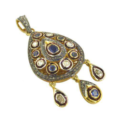 gold plating Sapphire & Diamond Pendant for Women | Luxury Jewelry