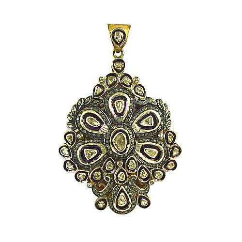 gold plating Floral Pendant for Women | Diamond Cluster Design