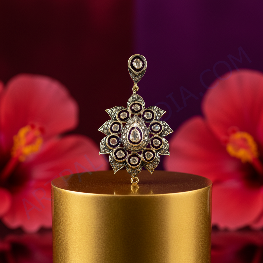 Vintage Style Diamond Pendant | Floral Design | For Women