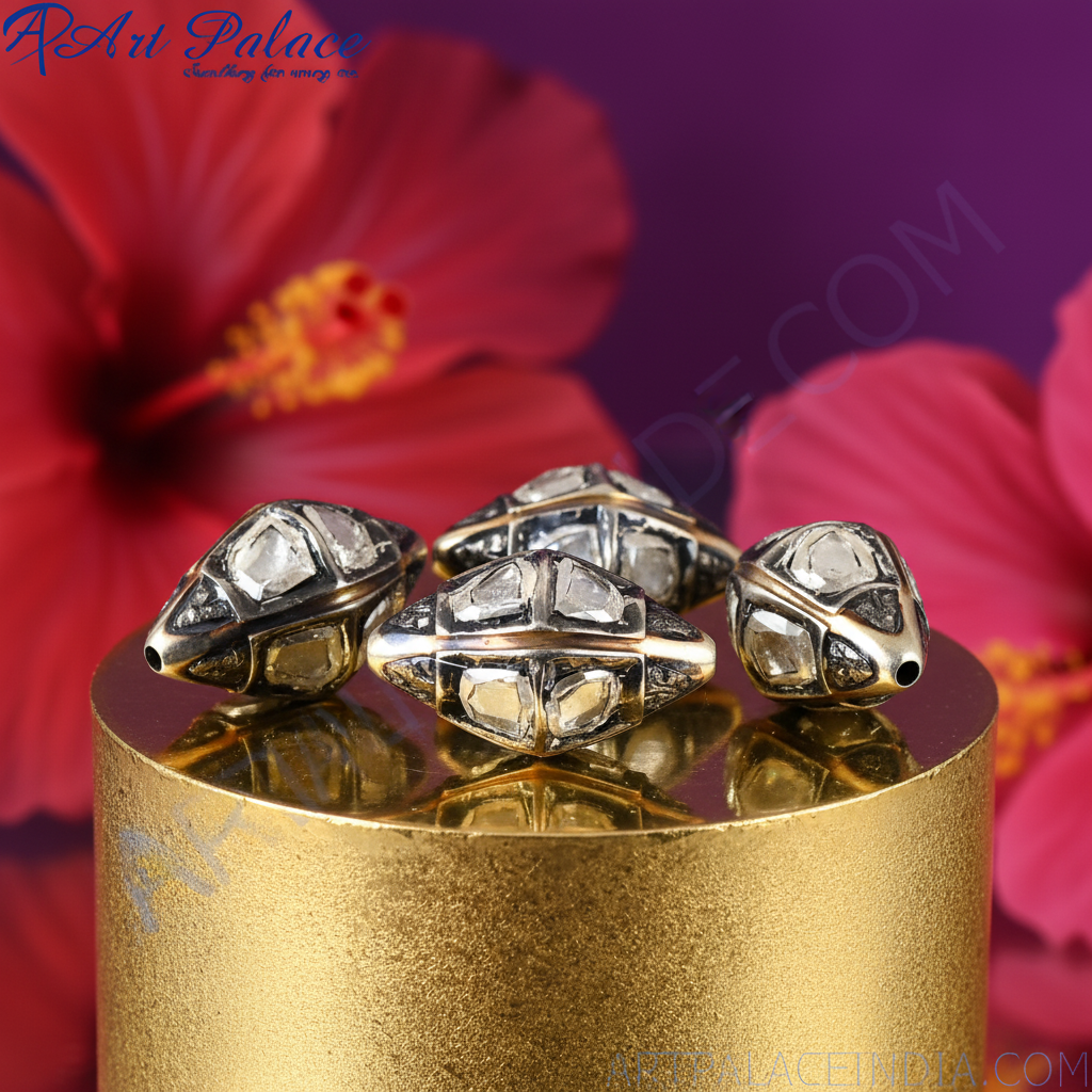 Raw diamond beads in sterling silver | artisan jewelry