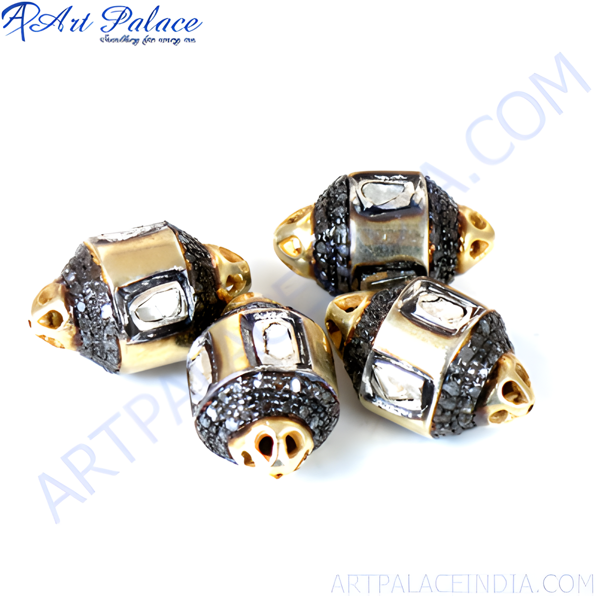 Gold plating and black diamond beads for jewelry making, luxury design, perfect for necklaces and bracelets