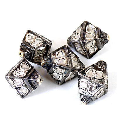 Geometric Silver Diamond Beads for Jewelry Making