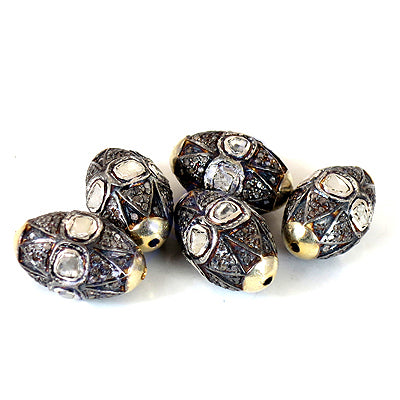 Oxidized Silver Diamond Beads for Jewelry Making