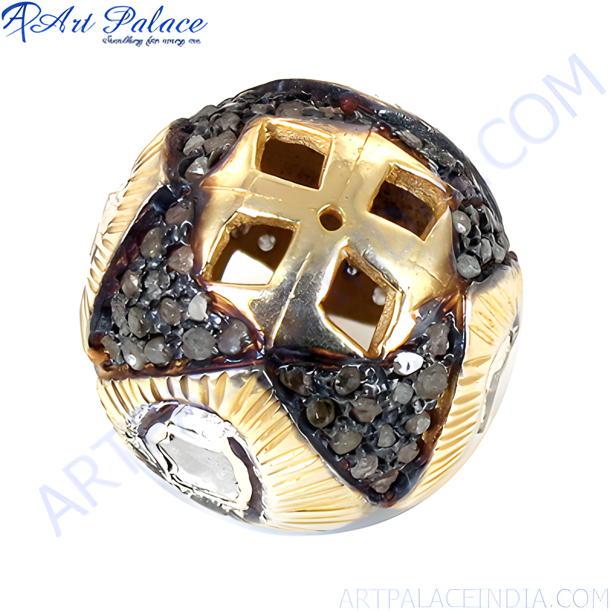 Gold plating and black stone orb pendant, unique fashion jewelry for women, handcrafted design