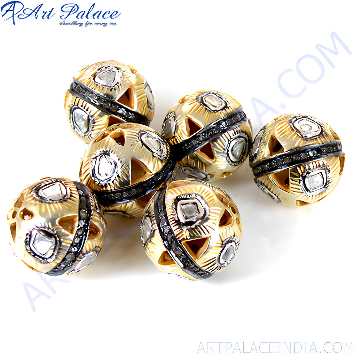 Gold plating filigree beads with diamond cut accents for luxury jewelry design