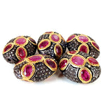Load image into Gallery viewer, Ruby &amp; Diamond Beads in gold plating for Jewelry Making
