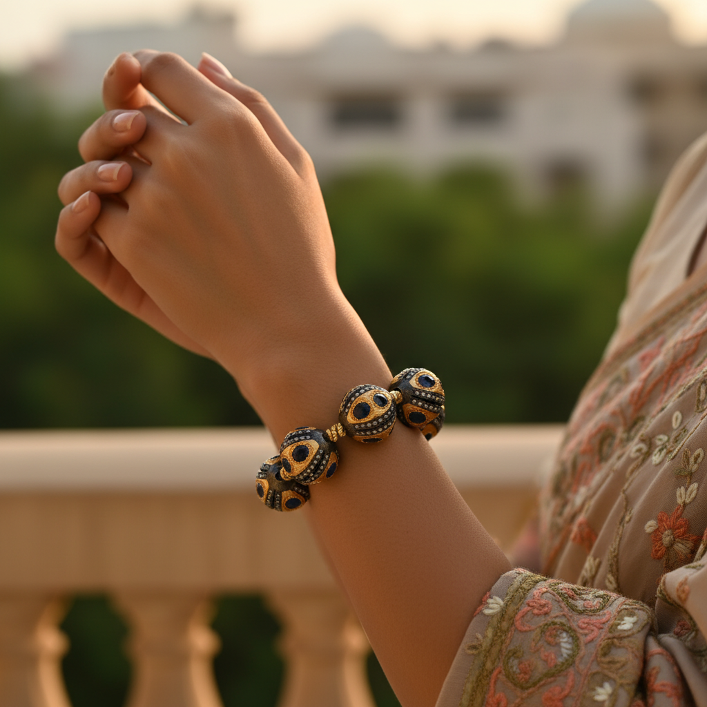 Sapphire & gold plating beads | oxidized silver beads for jewelry