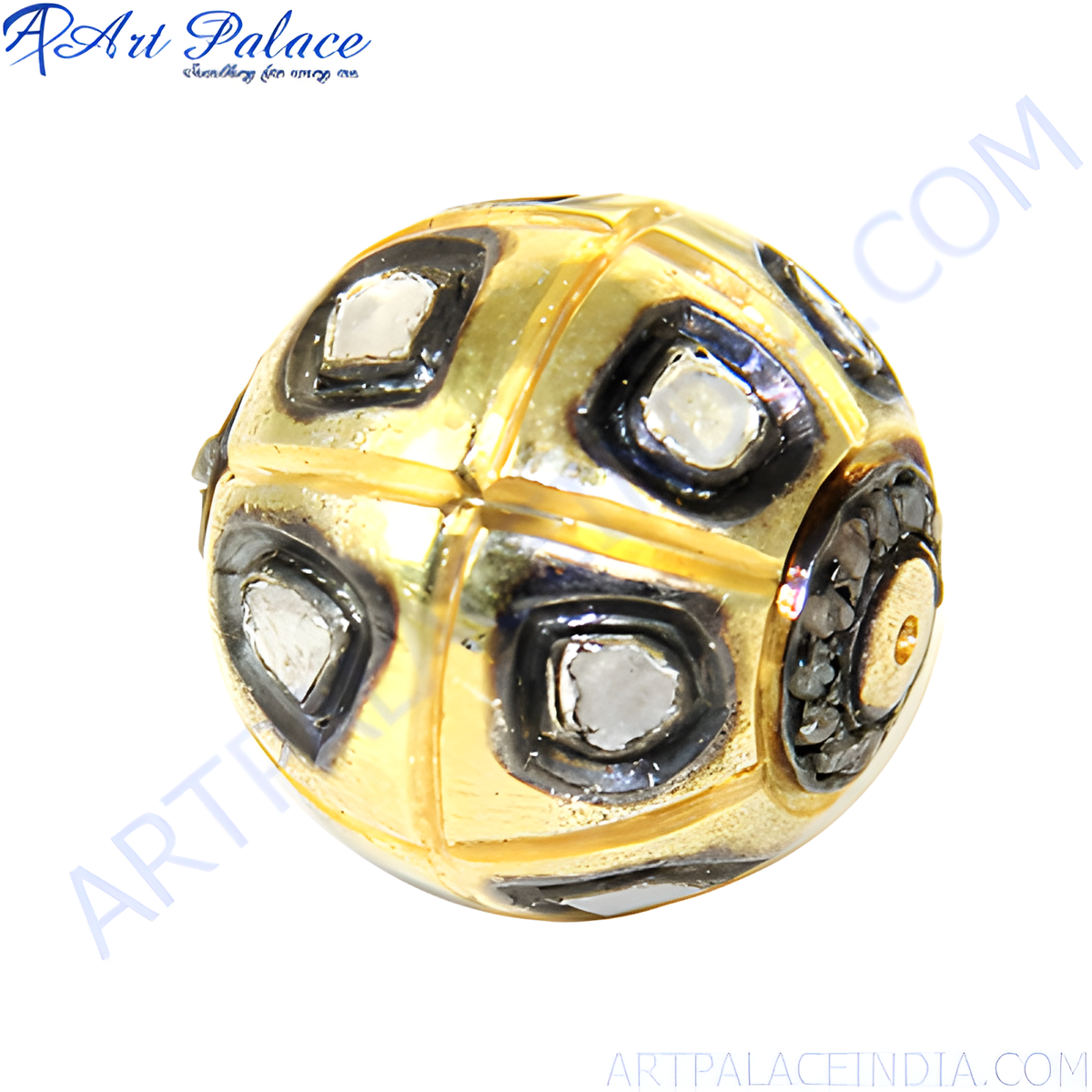 Gold plating beaded bracelet with diamonds, luxury women's jewelry, unique design