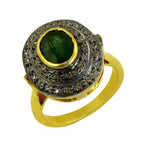 Load image into Gallery viewer, gold plating Ring with Emerald &amp; Diamond Accents | Women's Ring
