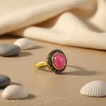 Load image into Gallery viewer, gold plating Ring with Pink Gemstone for Women | Statement Jewelry
