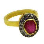 Load image into Gallery viewer, Ruby &amp; Diamond Ring for Women | gold plating Plated Cocktail Ring
