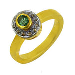 Load image into Gallery viewer, gold plating Emerald Halo Ring for Women | gold plating Gemstone Ring
