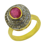 Load image into Gallery viewer, Ruby &amp; Diamond Halo Ring | gold plating Plated | Women's Jewelry Gift
