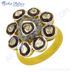Load image into Gallery viewer, gold plating ring with a diamond cluster design featuring a central diamond and surrounding smaller diamonds

