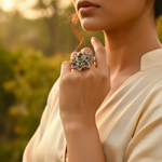Load image into Gallery viewer, Floral Ring with Gemstones | Fashion Jewelry for Women
