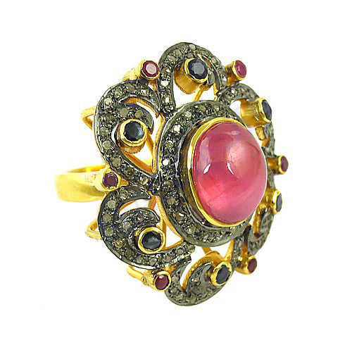gold plating Ruby & Diamond Ring for Women | Statement Jewelry