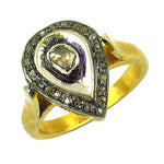 Load image into Gallery viewer, gold plating Ring with Diamond Halo | Women's Pear-Shaped Ring
