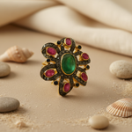 Load image into Gallery viewer, Emerald Ruby Gemstone Ring | gold plating Plated Cocktail Ring
